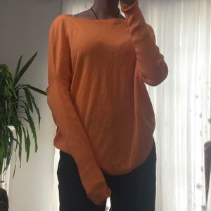 orange off the shoulder sweater